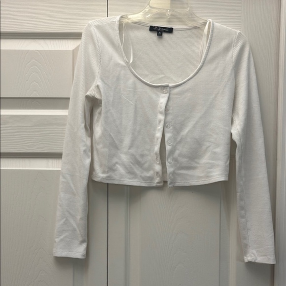 White Button Down Crop Blouse